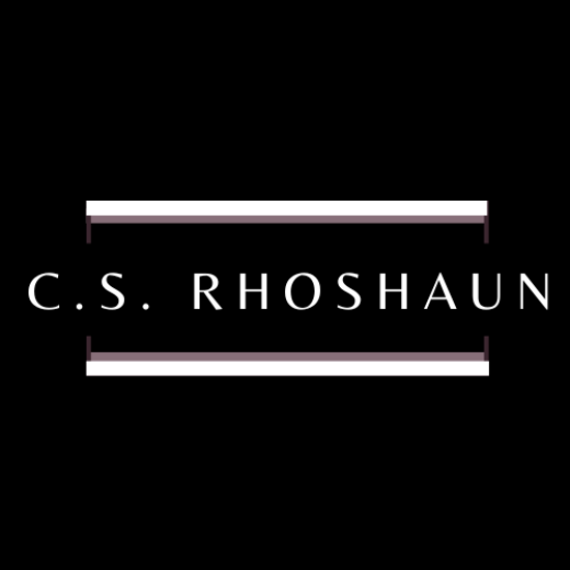 Favicon that says C. S. Rhoshaun in white letters with white and purple lines above and below it.